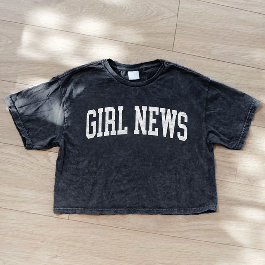 *LOW STOCK* 'Girl News' Cropped Distressed Tee